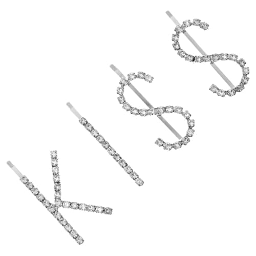 Healvian Haarspangen Buchstaben Strass Haarclips Silberfarbene Haarklammern für Mädchen Modische Haarschmuck Langlebig und Hautfreundlich Geschenkidee von Healvian