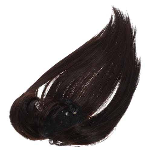 Healvian Haarteil Damen Clip Natürlicher Haar Topper für Dünnes Haar Unsichtbar Voluminös Synthetische Haarverlängerung Dunkelbraun mit Breitem Netz für Einfache Anwendung von Healvian