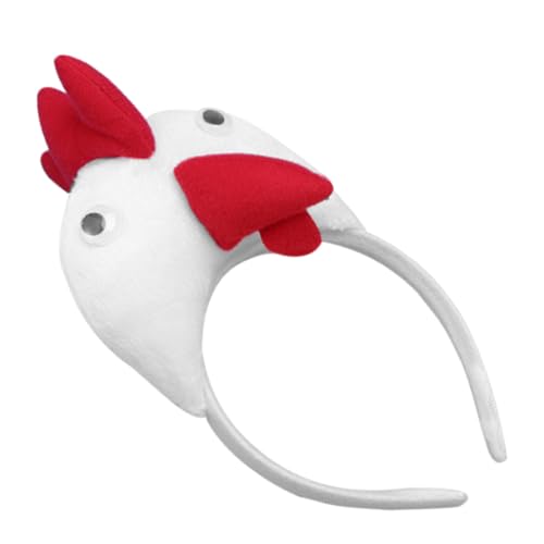 Healvian Hahn Stirnband Hahn-kopfschmuck Bands Hahn Haarreifen Hähnchen Kostüm Haarband Hahn-stirnband Erwachsene Gelbes Küken-stirnband Party Zubehör Huhn Henne Stoff Weiß von Healvian