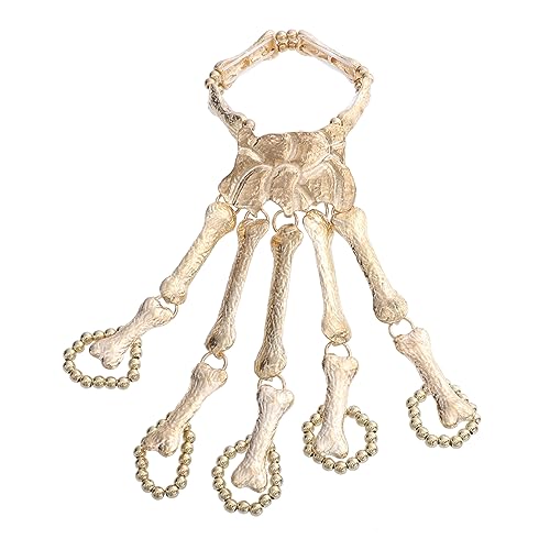 Healvian Halloween Armband Skelettfinger Legiertem Metall Leichtes Langlebiges Damen Schmuckstück für Cosplay Karneval Bühnenauftritt und Halloween Party Goldfarben Auffälliges Gothic von Healvian