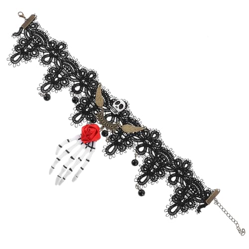 Healvian Halloween Choker Halskette Gothic Stil Skelettanhänger Damen Damenkostüm Accessoire für Hexenpartys und Halloween Zubehör von Healvian
