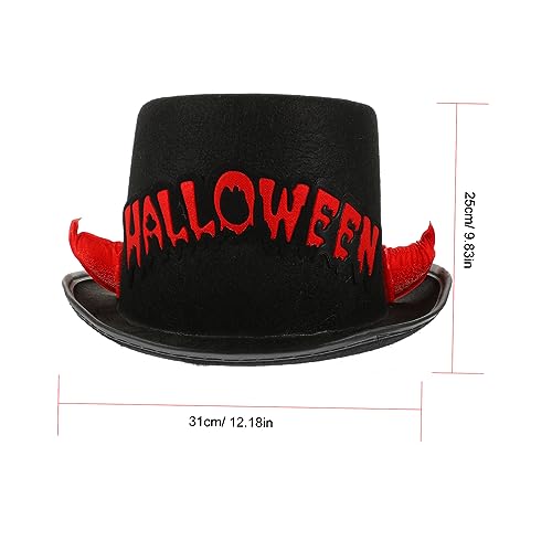 Healvian Halloween Cosplay Ox Horn Hut Rotes Horn Schwarzer Filzhut Verstellbar Dekorativer Für Erwachsene Und Jugendliche von Healvian