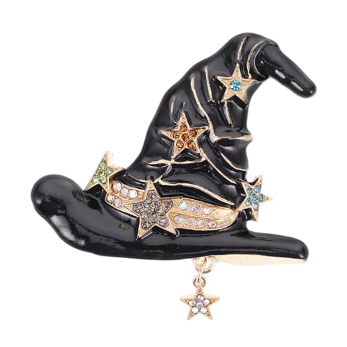 Healvian Halloween Hexenhut Brosche Mit Strassverzierung Metalllegierung Anstecknadel Für Kostüme Pullover Schals Und Rucksäcke Unisex Halloween Schmuck Für Damen Und Herren von Healvian