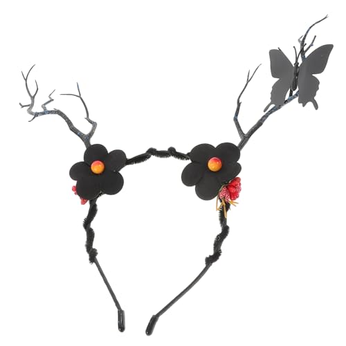 Healvian Elegantes Schwarzes Zweig-stirnband Geweih Blumenzweige Stirnband Requisiten Für Halloween Weihnachten von Healvian