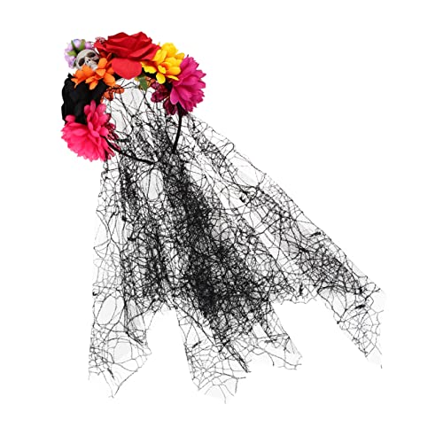 Healvian Halloween Skull Haarschmuck Mit Kunstrosen Einzigartiges Kopfbedeckung Für Halloween-feiern Kostüme Und Partys Und Stylisch von Healvian