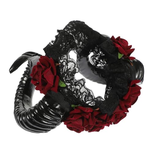 Healvian Halloween Stirnband Mit Schafhörnern Und Rosen Für Kostümpartys Cosplay Und Festliche Anlässe Einzigartiges Haaraccessoire Für Erwachsene von Healvian