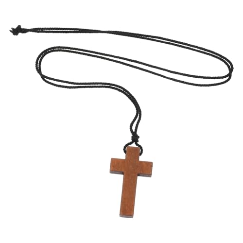 Healvian Halskette Mit Holzkreuz-anhänger: Christlicher Anhänger Mit Holzkreuz-charm – Rustikaler Pullover-ketten-halsschmuck Für Frauen, Männer Und Damen von Healvian