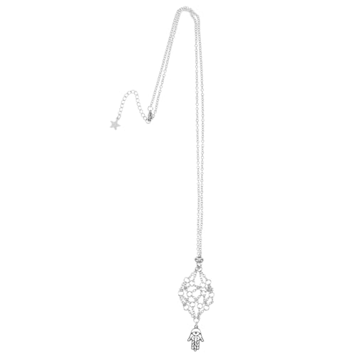 Healvian Hamsa Hand Kristallkäfig Halskette mit Natürlichem Amethyst Steinhalter Langlebiges Metall Vielseitiger Schmuckanhänger für Damen und Mädchen Modisches Accessoire für Jeden Anlass von Healvian