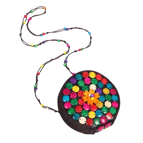 Healvian Handgefertigte Ethno Umhängetasche Kokosnussschale Damen Geldbörse Leichtes Langlebiges Portemonnaie für Kleingeld und Handy für Shopping und Reisen von Healvian