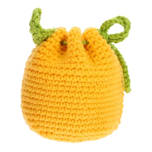 Healvian Handgefertigte Kleine Geldbörse mit Kordelzug Kompakte Damen Coin Pouch in Frischem Gelb Portables Portemonnaie für Kleingeld und Lippenstift für Unterwegs und Handtaschen von Healvian