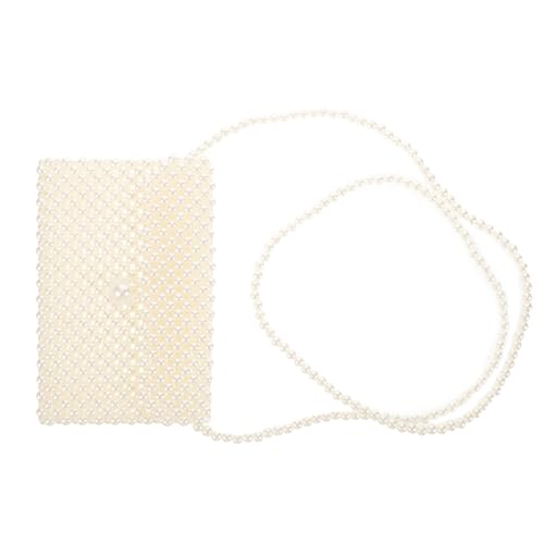 Healvian Handgefertigte Perlen handytasche Damen Crossbody Clutch Purse Schultertasche Elegant Abendtasche Weiß für Party Alltag Hochzeit von Healvian