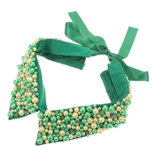 Healvian Handgefertigter Grüner Beaded Dickey Kragen mit Bindeband Abnehmbarer Fake Kragen für Anlässe und Alltägliche Outfits von Healvian
