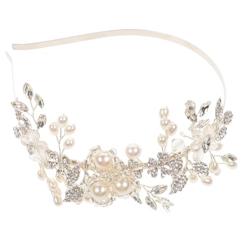 Healvian Handgefertigter Perlen Blumen Haarreif Brautschmuck Eleganter Kopfschmuck für Frauen Hochzeit Party Stirnband Damen Accessoire von Healvian