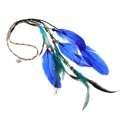 Healvian Handgefertigtes Blaues Boho Haarband mit Federn Sicherer Kopfschmuck für Frauen Karneval Geburtstagsfeier Hochzeit Festliche Haardekoration und Raumstiländerung von Healvian
