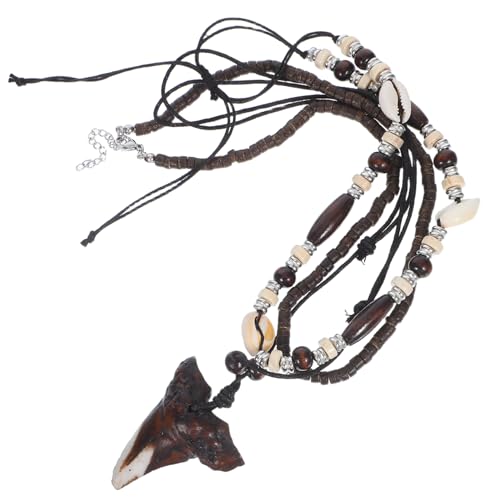 Healvian Handgefertigtes Haifischzahn Halskette Set für Herren Einzigartige Strand und Meeresperlen Natürliche und Holzperlen Langlebig und Hautfreundlich für Outdoor und Urlaub von Healvian