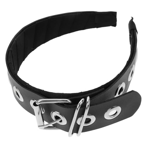 Healvian Handgefertigtes Punk Haarband aus Schwarzem PU Leder mit Metallverschluss Dunkler Subkultur Stil Langlebiges Damen Accessoire für Rock und Alternative Looks von Healvian
