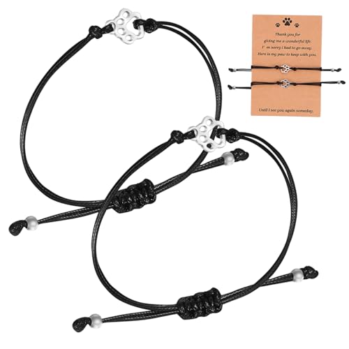 Healvian Handgefertigtes Verstellbares Freundschaftsarmband mit Pfotenanhänger Handgewebt Langlebig und Farbbeständig für Damen und Herren Süßes Schmuckgeschenk zu Geburtstag und Besonderen von Healvian