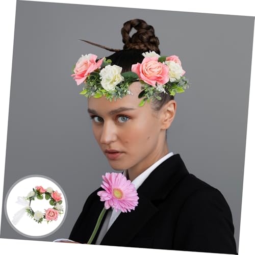 Healvian Blumenstirnband Mit Kunstblumengirlande Verstellbar Für Mädchen Und Frauen Rosenkopfschmuck Für Verschiedene Anlässe Und Frisuren von Healvian