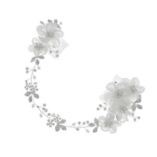 Healvian Handgefertigte Blumen-haarspange Für Bräute Elegante Hochzeits-haaraccessoires Mit Stoffblüten Und Strass Für Frauen Und Mädchen Bei Hochzeiten Und Festen von Healvian