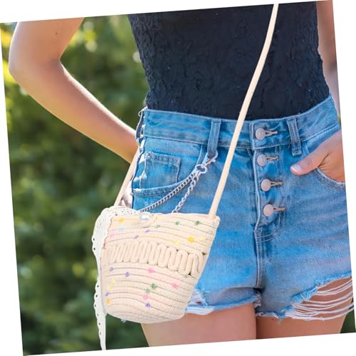 Healvian Handgewebte Boho Damen Schultertasche Baumwolle Crossbody Strandtasche Leicht zu Tragen Vielseitig Kombinierbar für Sommer Urlaub Freizeit und Strandgebrauch von Healvian