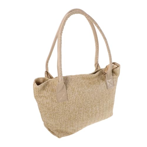 Healvian Handgewebte Strohtasche Damen Schultertasche mit Tragegriff Leichte Stilvolle Strohtasche für Strand Alltag und Party Modische Große Clutch für Sommer und Reisen in Khaki von Healvian