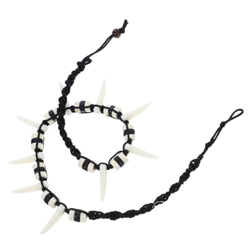 Healvian Herren Bohemian Wolfzahn Halskette Handgewebter Anhänger Kunstmaterial Modisches Accessoire für Alltag und Besondere Anlässe Einzigartiger Stil und Robustes Design von Healvian