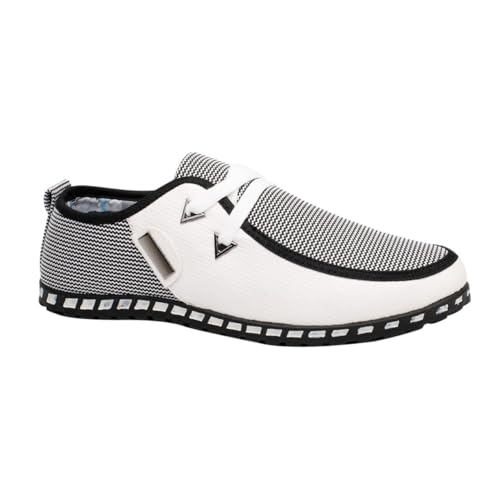 Healvian Herren Driving Shoes Leichte Atmungsaktive Freizeit Fahrerschuhe mit Bequemer Lässiges Design und Strapazierfähiger Verarbeitung für Alltag und Autofahren Weiß von Healvian