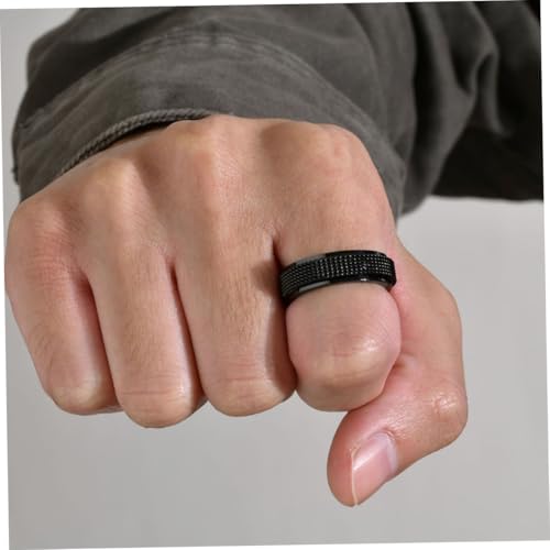 Healvian Herren Edelstahlring Titanstahl Drehbar Stressabbau Ring Modisch Schlicht Alltag Party Schmuck Schwarz von Healvian