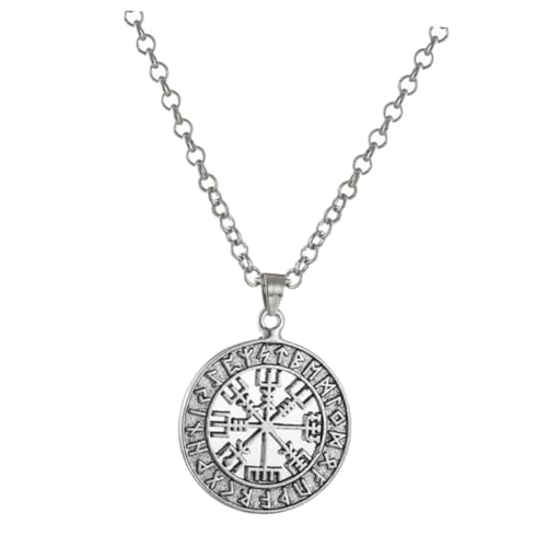 Healvian Herren Halskette Viking Anhänger Retro Nordic Stil Doppelseitiges Amulett aus Legierung Langlebig und Kreativ für Party Bar Alltag von Healvian