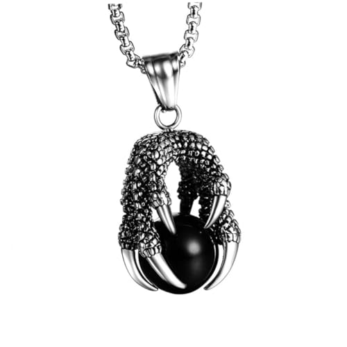 Healvian Herren Halskette mit Drachenklauen Anhänger Stylischer Choker mit Schwarzem Perlen und Quadratischem Perlenkettendekor Modisch für Alltag Party und Healvian Herren Halskette mit Drachenklauen Anhänger Stylischer Choker mit Schwarzem Perlen und Quadratischem Perlenkettendekor Modisch für Alltag Party und von Healvian