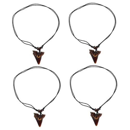 Healvian Herren Halskette mit Haifischzahn Anhänger Kunstharz und Holzperlen Verstellbare Kordel Einzigartiges Strand und Surfer für Abenteuerlustige und Freunde Teiliges Dunkelbraun von Healvian