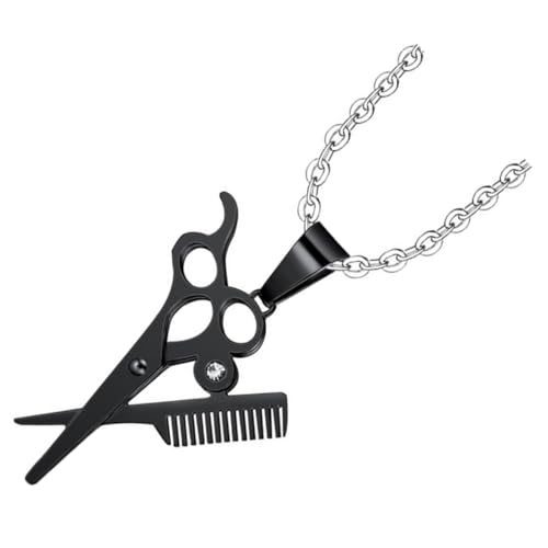 Healvian Herren Halskette mit Scheren Anhänger Hip Hop Punk Titanstahl Schmuck für Partys Besondere Anlässe Modisches Accessoire für Friseure Stylists von Healvian