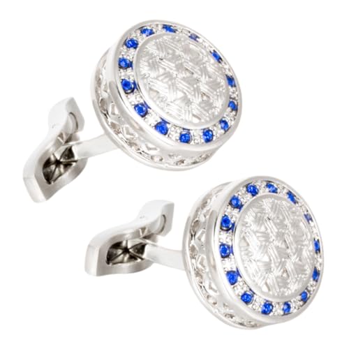 Healvian Herren Manschettenknöpfe aus Leichtem mit Blauem Schmuckstein Runde Form Modisch und Langlebig für Business Hochzeit und Festliche Anlässe Healvian Herren Manschettenknöpfe aus Leichtem mit Blauem Schmuckstein Runde Form Modisch und Langlebig für Business Hochzeit und Festliche Anlässe von Healvian