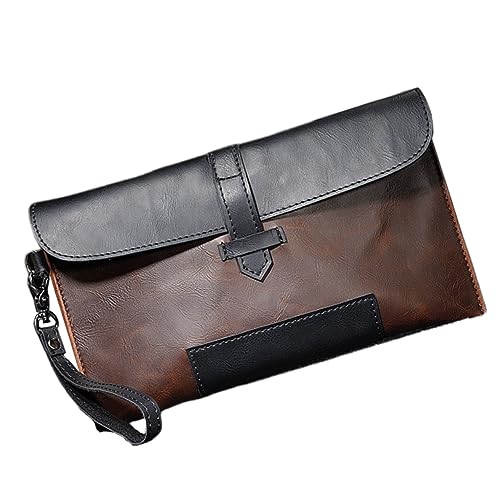 Healvian Herren PU Handtasche Multifunktionale Vintage Clutch Große Kapazität Stilvolle Geldbörse für Männer Handytasche oder Zipper Bag Freizeit Reisen von Healvian