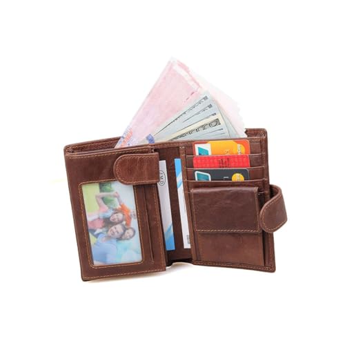 Healvian Herren Vintage Geldbörse Mehrere Kartenfächer Große Kapazität Bifold Design für Kreditkarten Ausweis Münzen Perfektes für Geburtstage Besondere Anlässe von Healvian