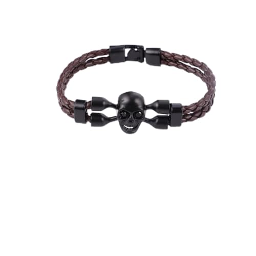 Healvian Herrenarmband Geflochtenem Material mit Schädel Design Perfektes Halloween Zubehör und für Alltag und Partys Bringt Flair von Healvian