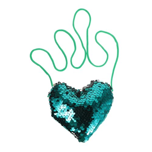 Healvian Herzförmige Tasche Mit Pailletten Mini-umhängetasche Für Mädchen Glitzernde Abend-Clutch Aus Kunststoff Und Polyester Kawaii-Handtasche Mit Langem Gurt Für Partys von Healvian
