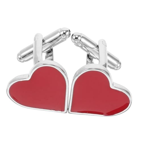 Healvian Herz Manschettenknöpfe Rot Valentinstag Hochzeit Business Manschettenknöpfe für Hemd Formelle Anlässe Stilvolle Accessoires von Healvian