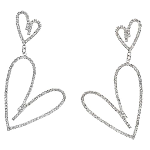 Healvian Herz Ohrringe mit Funkelnden Strasssteinen Silberfarbene Ohrhänger für Frauen Party und Alltags Accessoires Modischer Ohrschmuck für Damen Healvian Herz Ohrringe mit Funkelnden Strasssteinen Silberfarbene Ohrhänger für Frauen Party und Alltags Accessoires Modischer Ohrschmuck für Damen von Healvian
