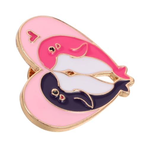 Healvian Herzförmige Delfin Brosche Emaille Anstecker Leichtes Tiermotiv Schmuck für Kleidung Schal Rucksack Valentinstag von Healvian