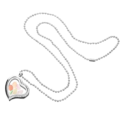 Healvian Herzförmige Foto Locket Halskette für Frauen Diy Bilderrahmen Farbige Steine Stilvoller Anhänger für Besondere Anlässe Wie Valentinstag oder Muttertag von Healvian