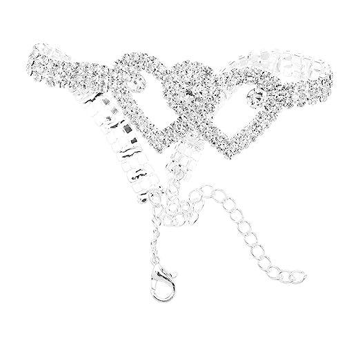 Healvian Herzförmige Rhinestone Fußkette Verstellbare Ankerkette für Damen Elegantes Strandaccessoire Funkelnde Fußkettchen für Perfekten Look von Healvian