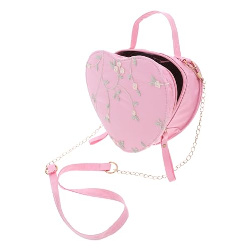 Healvian Herzförmige Umhängetasche Damen Mini Schultertasche Verstellbar Weiches Material Lässige Kleine Crossbody Bag Für Alltag Valentinstag Rosa von Healvian