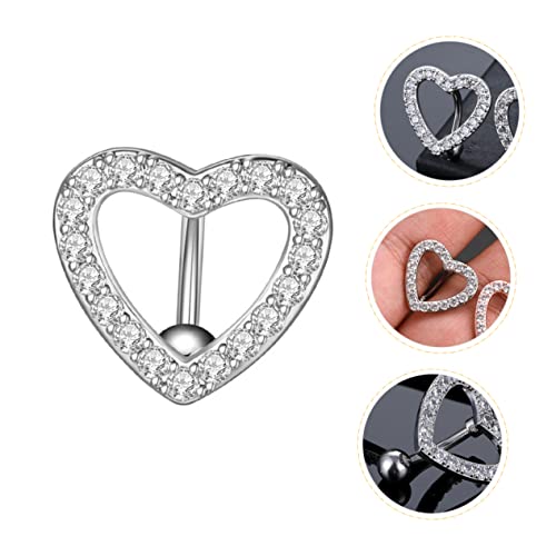 Healvian Herzförmiges Bauchnabelpiercing aus Glänzender Nabelring mit Zirkonia Modischer Piercingschmuck für Damen Langlebig Rostfrei Auffälliges Körperaccessoire von Healvian