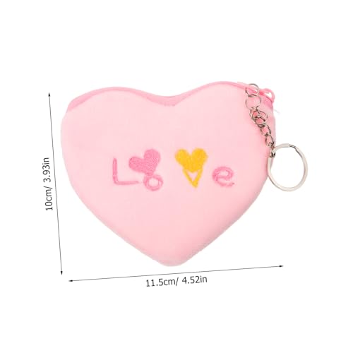 Healvian Herzförmiges Plüschkleingeldbörse Mädchen Kleine Weiche Münzbeutel Mit Schlüsselring Süßes Rosa Täschchen Für Valentinstag von Healvian