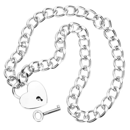 Healvian Herzschloss Halsreif Damen Schmuck Kette mit Schlüssel Anhänger Kleines Vorhängeschloss Geschenk für Geburtstag Valentinstag Muttertag von Healvian
