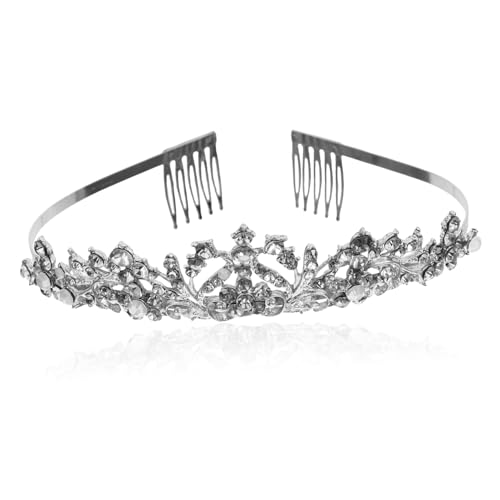 Healvian Hochwertige Brautkrone mit Strasssteinen Modischer Haarschmuck für Damen Stirnband für Hochzeit Party und Festliche Anlässe Silberfarbene Kopfbedeckung von Healvian