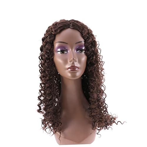 Healvian Echthaarperücke – Gewellte Lockige Perücke Für Schwarze Frauen Damen Frauen Sichere Hochtemperaturfaser Stilvoller Look von Healvian