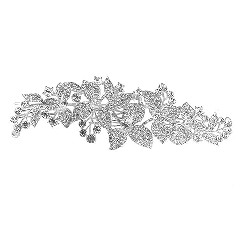 Healvian Blumen Haarschmuck Mit Wasserdiamanten Für Bräute Elegante Hochzeits-haarspange Fotorequisiten Und Party-accessoires Für Damen Silber von Healvian