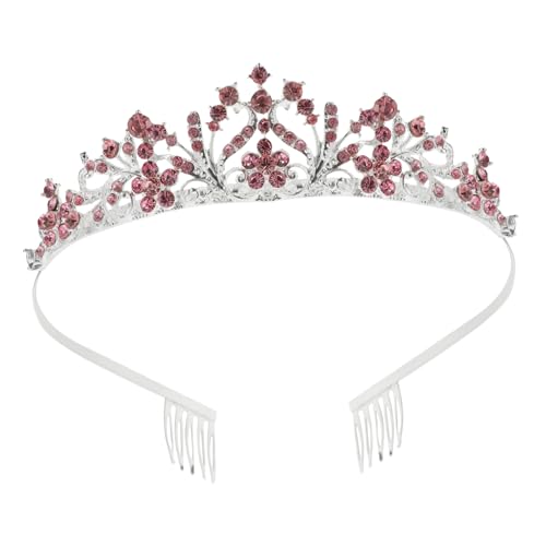 Healvian Hochzeitskrone Braut Haarschmuck mit Funkelnden Strasssteinen Haarband für Braut Party Abschlussball Modisches Robustes Diadem in Silber Rosa Vielseitiger Kopfschmuck von Healvian